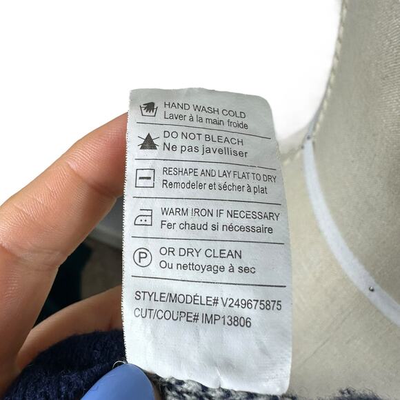 VINCE Blue Intarsia Wool Cashmere Knit Pullover Sweater Women's Size XS - Picture 7 of 7